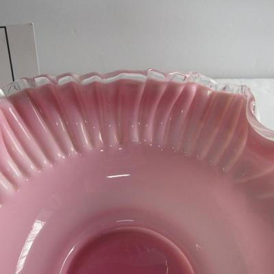 Vintage Fenton Old Shell Shaped Large Pink Cased Glass Bowl