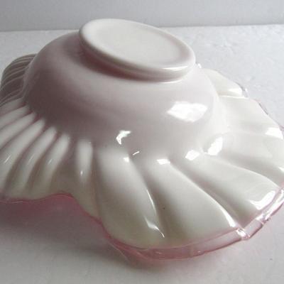 Vintage Fenton Old Shell Shaped Large Pink Cased Glass Bowl