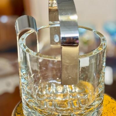 Lovely Petite Ice Bucket with Stainless Handle and Tongs