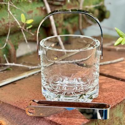 Lovely Petite Ice Bucket with Stainless Handle and Tongs