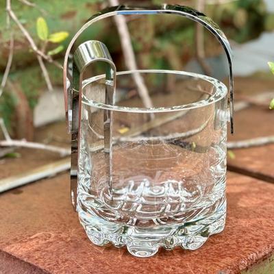 Lovely Petite Ice Bucket with Stainless Handle and Tongs