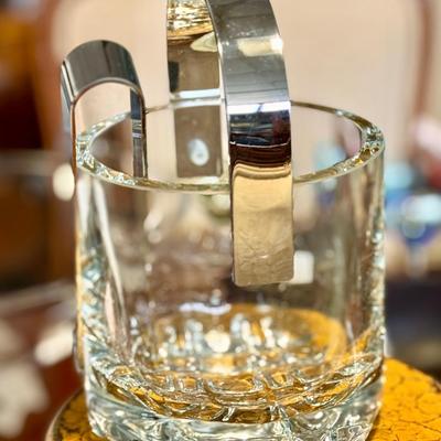 Lovely Petite Ice Bucket with Stainless Handle and Tongs