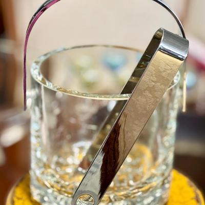 Lovely Petite Ice Bucket with Stainless Handle and Tongs