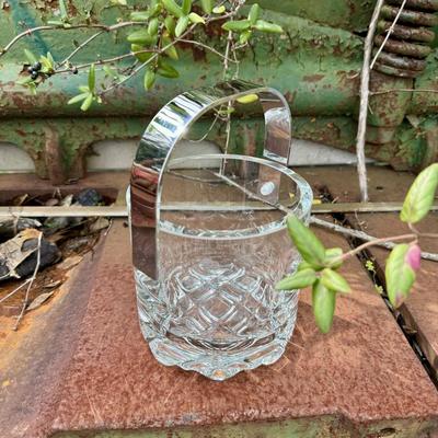 Lovely Petite Ice Bucket with Stainless Handle and Tongs