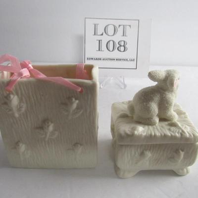 Easter Basket or Candy and Rabbit Trinket Box