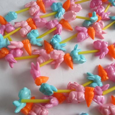 Easter Rabbit Candy Containers and 2 Plastic Garland