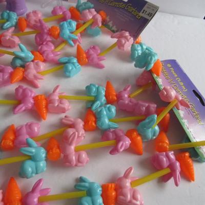 Easter Rabbit Candy Containers and 2 Plastic Garland