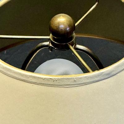 Large Green Ceramic and Brass Lamp