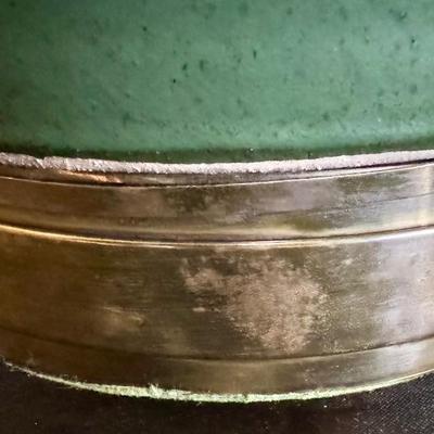 Large Green Ceramic and Brass Lamp