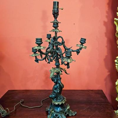 19th c. Figural Candelabra as Lamp