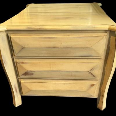 Set of 2 Cream Wash Wood Accent Tables