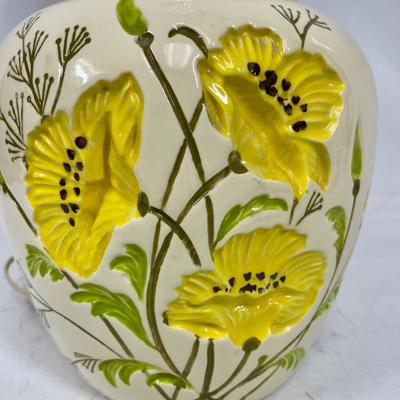 Ceramic Lamp with Flower Motif 80's vintage