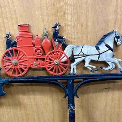 Vintage Garden Wind Vane with classic Horse-Drawn Fire Engine
