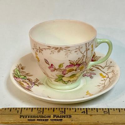 2,999 reviews Vintage Tea Cup and Saucer with Flowers and Green Trim, Old Royal, Teacup and Saucer, English Bone China