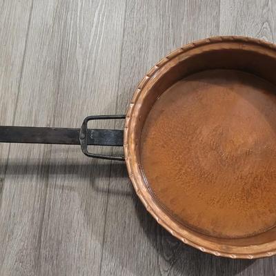 Vintage Copper Skillet with Wrought Iron Handle