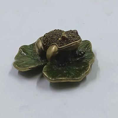 Cast Metal & Rhinestone Frog Trinket Box