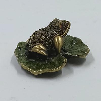 Cast Metal & Rhinestone Frog Trinket Box