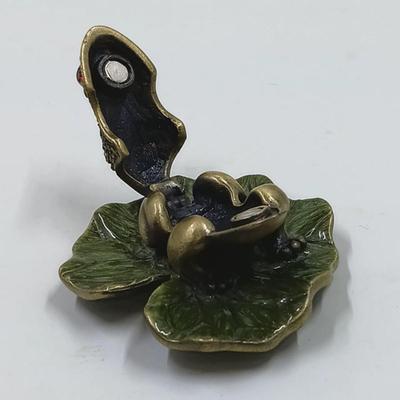 Cast Metal & Rhinestone Frog Trinket Box