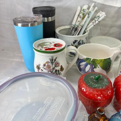 Botanic gardens dinner ware, Pyrex, coffe, Tea, stove top grill