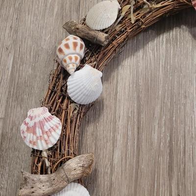 Vintage Real Shells & Wood Wreath