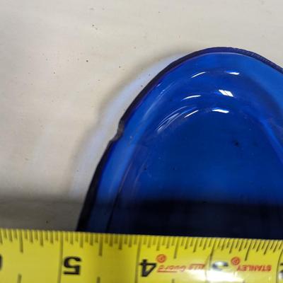 Cobalt Blue Crackle Glass Butter Dish
