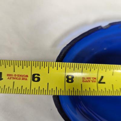 Cobalt Blue Crackle Glass Butter Dish