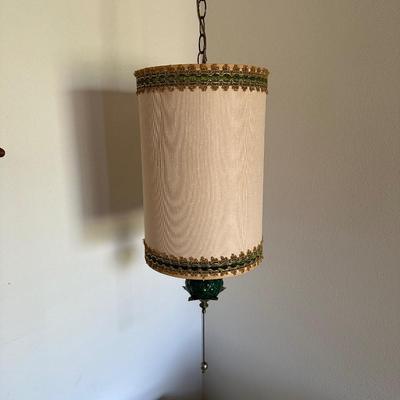 Vintage Hanging Lamp w/ Drum Shade.
