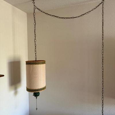 Vintage Hanging Lamp w/ Drum Shade.
