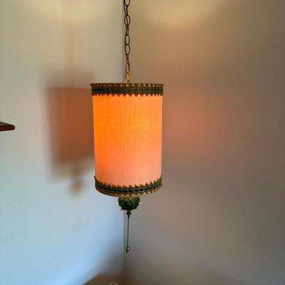 Vintage Hanging Lamp w/ Drum Shade.