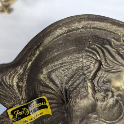 Vintage Pair of Fritz Brass Mother Mary With Baby Candlestick Holder Wall Sconces