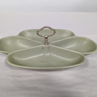 California USA Green Pottery Ceramic Center Handle Dish