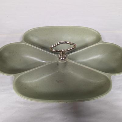 California USA Green Pottery Ceramic Center Handle Dish