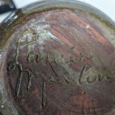 Signed Ceramic Candle Holder