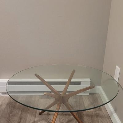Vintage Mid Century Glass Top Coffee or Side Table