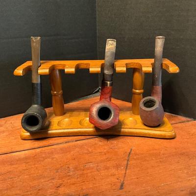 900 Set of 3 Vintage Pipes with Stand Barclay, Stanwell, Santa Fee