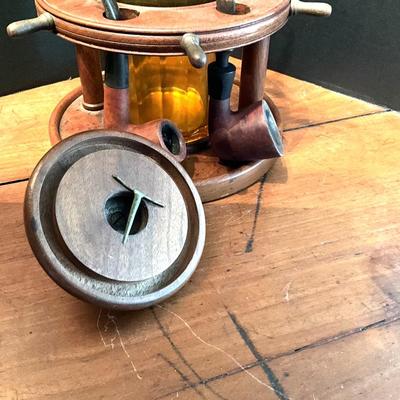 903 Vintage Ships Wheel Tobacco Holder with Pipe Stand.