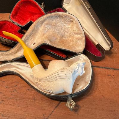 904 Vintage Meerschaum Pipe with Two Pipe Cases