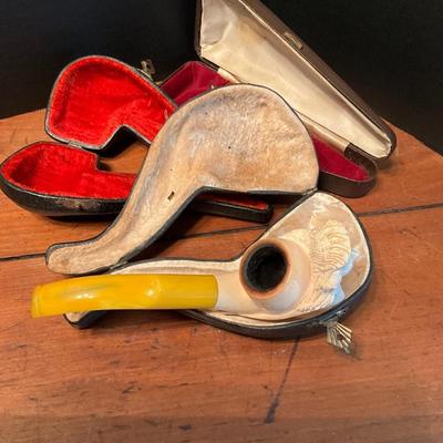 904 Vintage Meerschaum Pipe with Two Pipe Cases