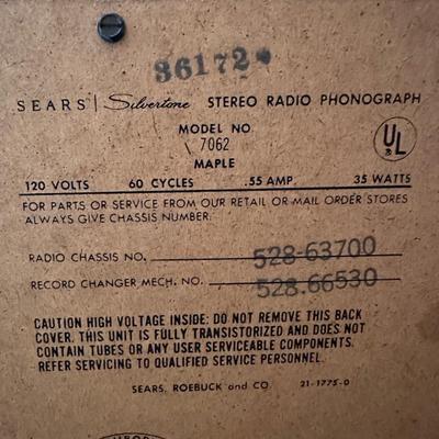 SEARS Stereo Radio Record Player (See Description)