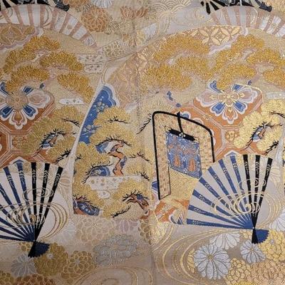 Vintage Roll of Japanese Woven Silk Kimono Fabric