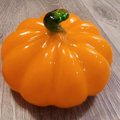 (2) Blown Glass Pumpkins