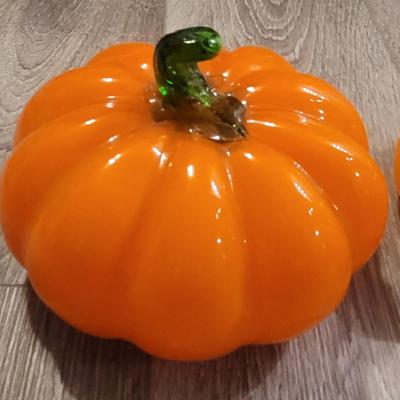 (2) Blown Glass Pumpkins