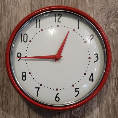 Vintage Style Red Metal Clock