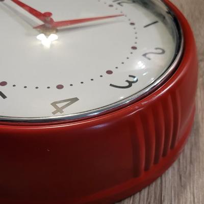 Vintage Style Red Metal Clock