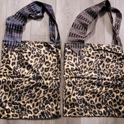 (2) Custom Tote Bags with Necktie Straps (b)