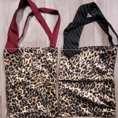 (2) Custom Tote Bags with Necktie Straps (c)