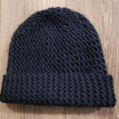 Blue Knit Hat, Blue & Gray Plaid Wool Scarf, & Gray Sweater Scarf with Pearls and Crystals