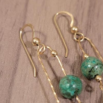 Custom 10k Gold & Turquoise Earrings