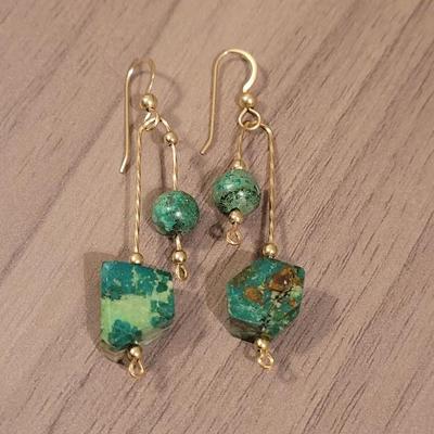 Custom 10k Gold & Turquoise Earrings
