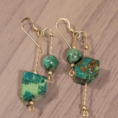 Custom 10k Gold & Turquoise Earrings